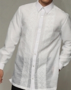 Men's Barong White Textured Organza 100871 White Men's Barong White Textured Organza 100871 White